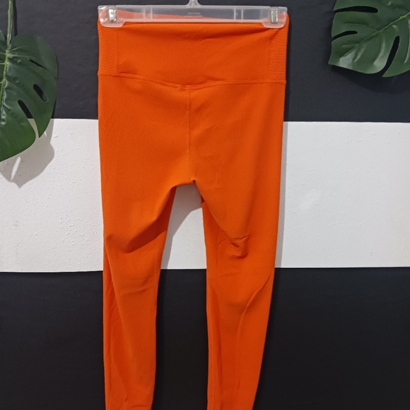 Women Orange fit ribbed leggings - Picture 5 of 11